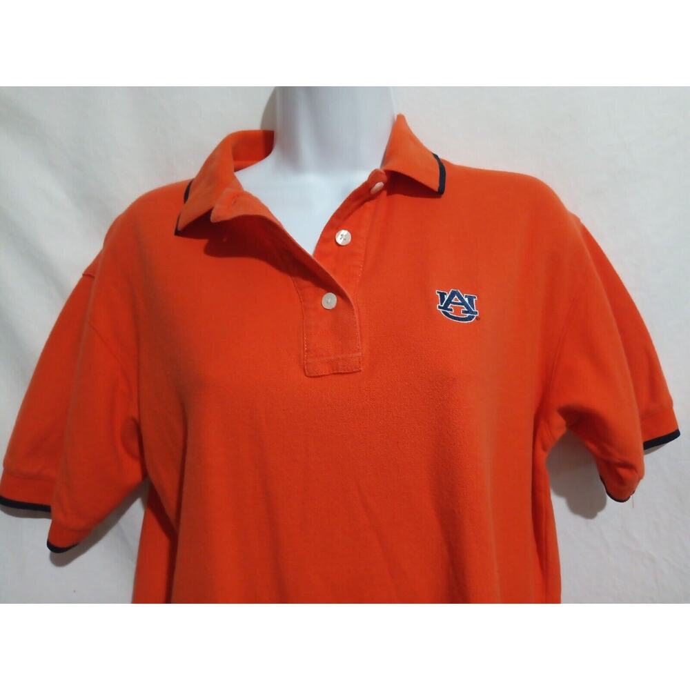 Club Colors Size M 100% Cotton Auburn University Short Sleeve Orange Polo